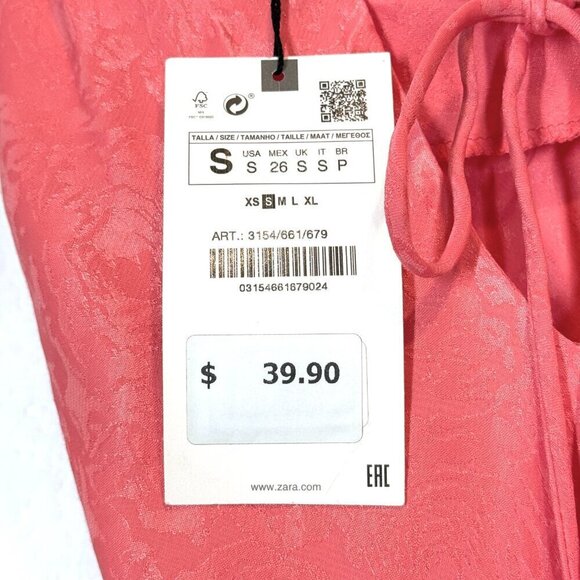 Zara Chemise Mini Slip Dress Coral Pink Small - Picture 9 of 14